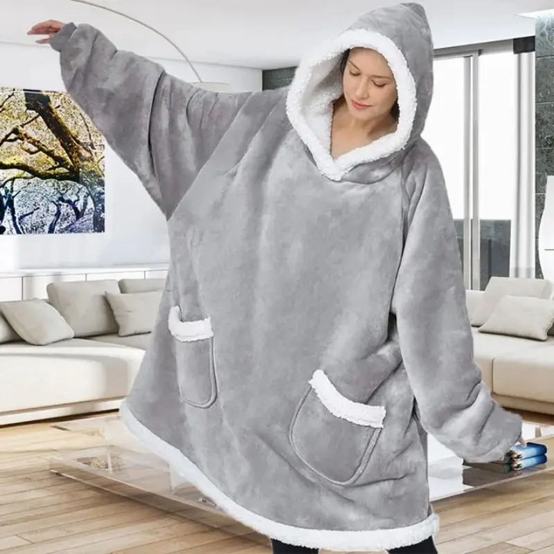 Oversize Sweater Hoodie Winter Pajamas Women's super dalian hoodie lambswool thermal blanket style winter clothing