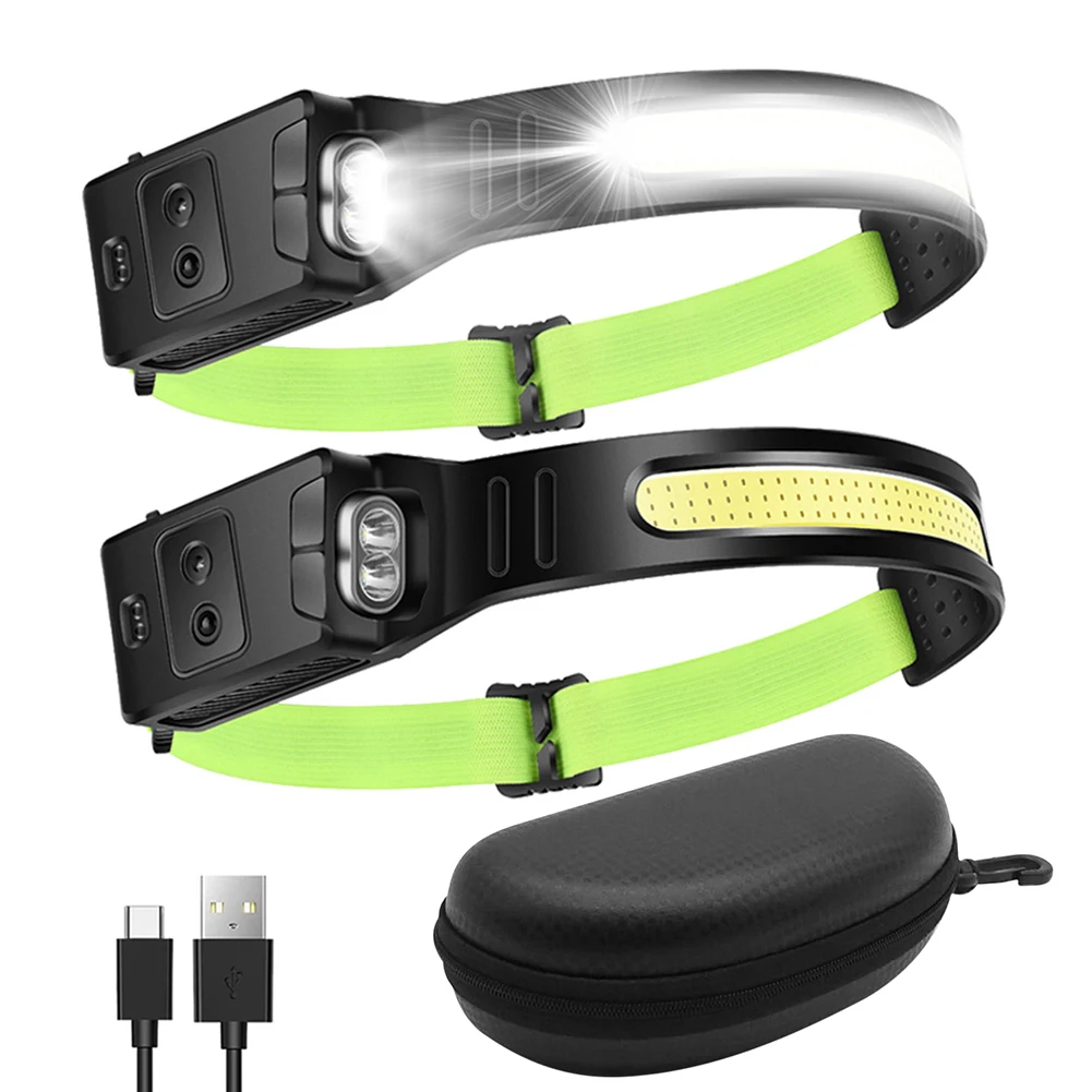 

New Wave Hand Induction Headlamp COB+LED Built-in Strong LED Light Rechargeable Flashlight Fishing Camping NightRunning Headlamp