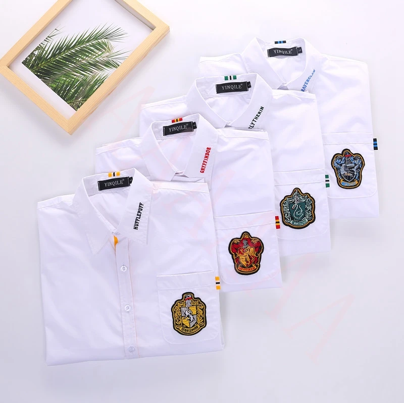 Гарри Поттер Гриффиндор рубашка Белый с длинным рукавом Слизерин пара топ