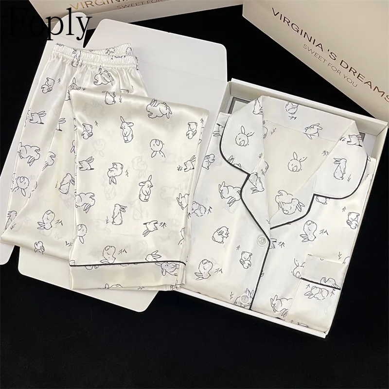 Женские пижамы с принтом кролика весна-лето комплект из двух предметов пижама