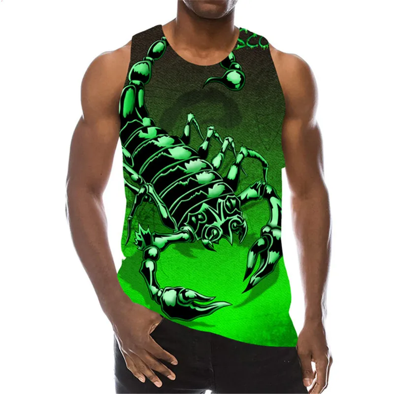 

Men's Scorpion Fashion 3D Tanks Sleeveless Summer Street Style Tops 3D Animal Print Loose Casual Male Vest Top Big Size 6XL