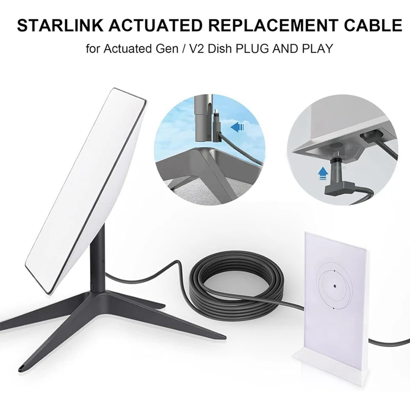 150 футов Сменный кабель для Starlink прямоугольный Satellite V2 1000 Мбит/с