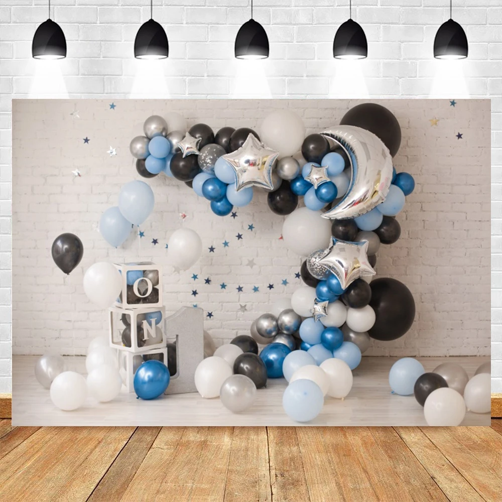 

Balloons One Birthday Party Photography Baby Backdrop Photocall Party Decor Photophone Photographic Background Photo Studio