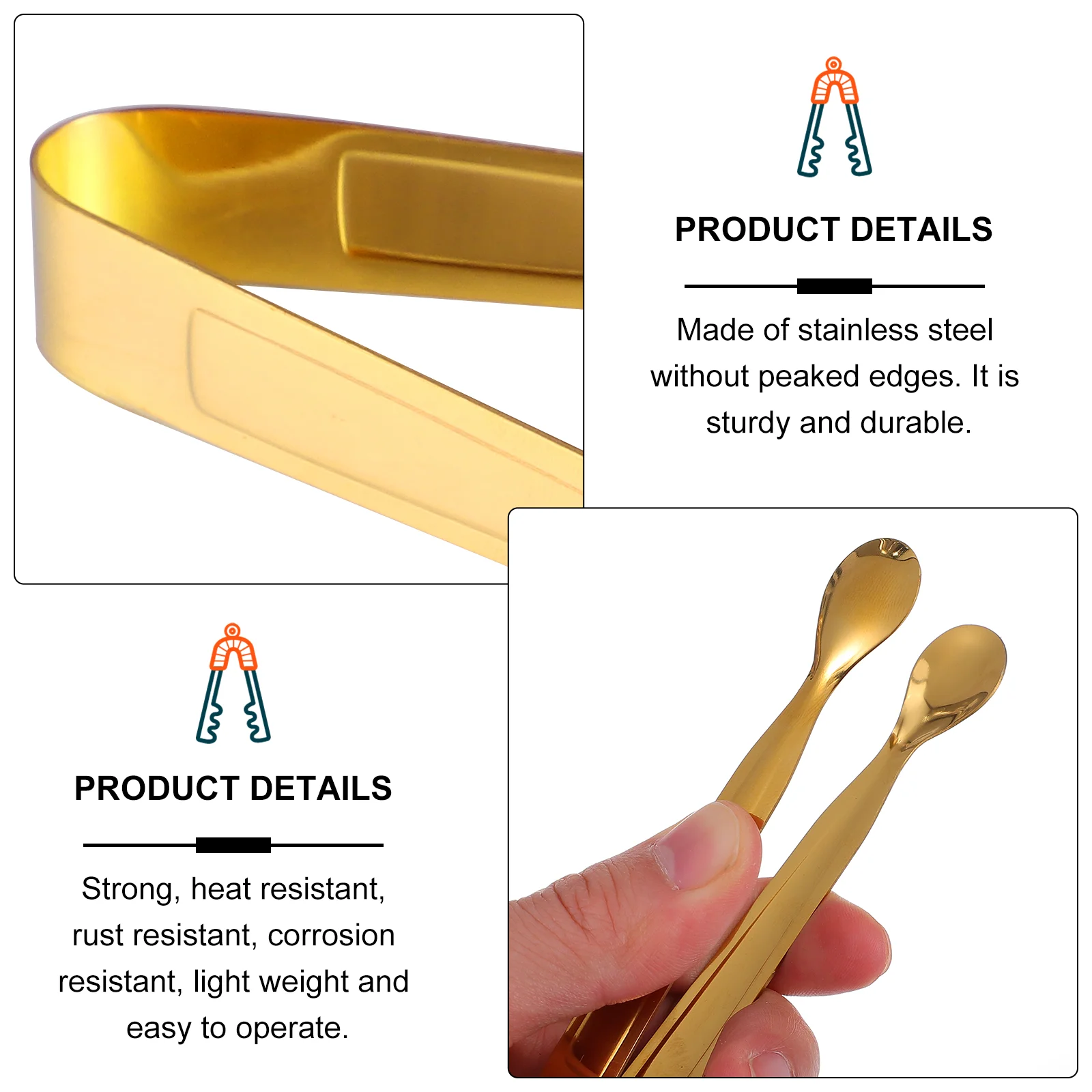 Маленькие щипцы из розового золота зажим для льда нержавеющей стали кубики