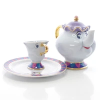cartoon beauty and the beast tea set teapot cup mrs potts sugar pot bowl chip mug plate cogsworth kettle coffee creative gift