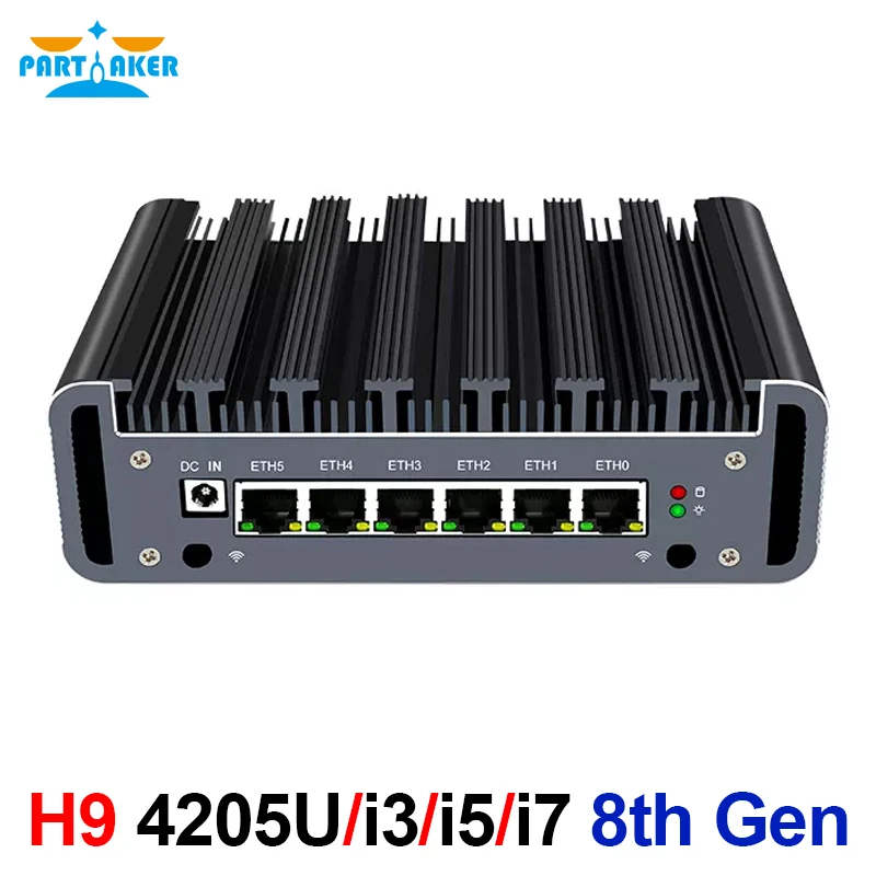 Partaker pfSense Router 8th Gen 4205U i3 8130U i5 8250U 8550U 6*Intel Nics 2*DDR4 Fanless Mini PC OPNsense Firewall VPN Server