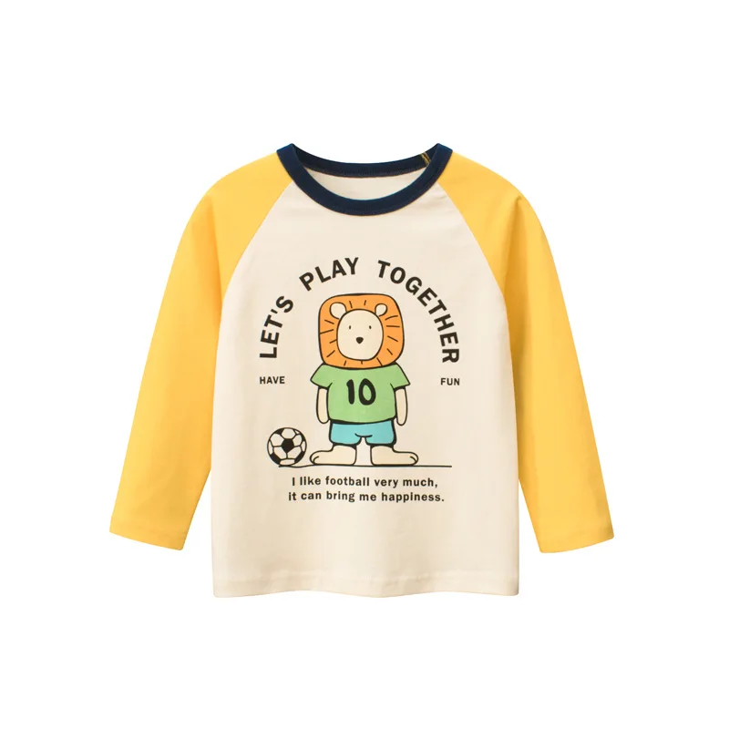 

Children's Clothing Autumn New 2022 Korean Style Kids Long Sleeve T-shirt Cartoon Lion Boys Girls Bottoming Shirt Baby Clothes