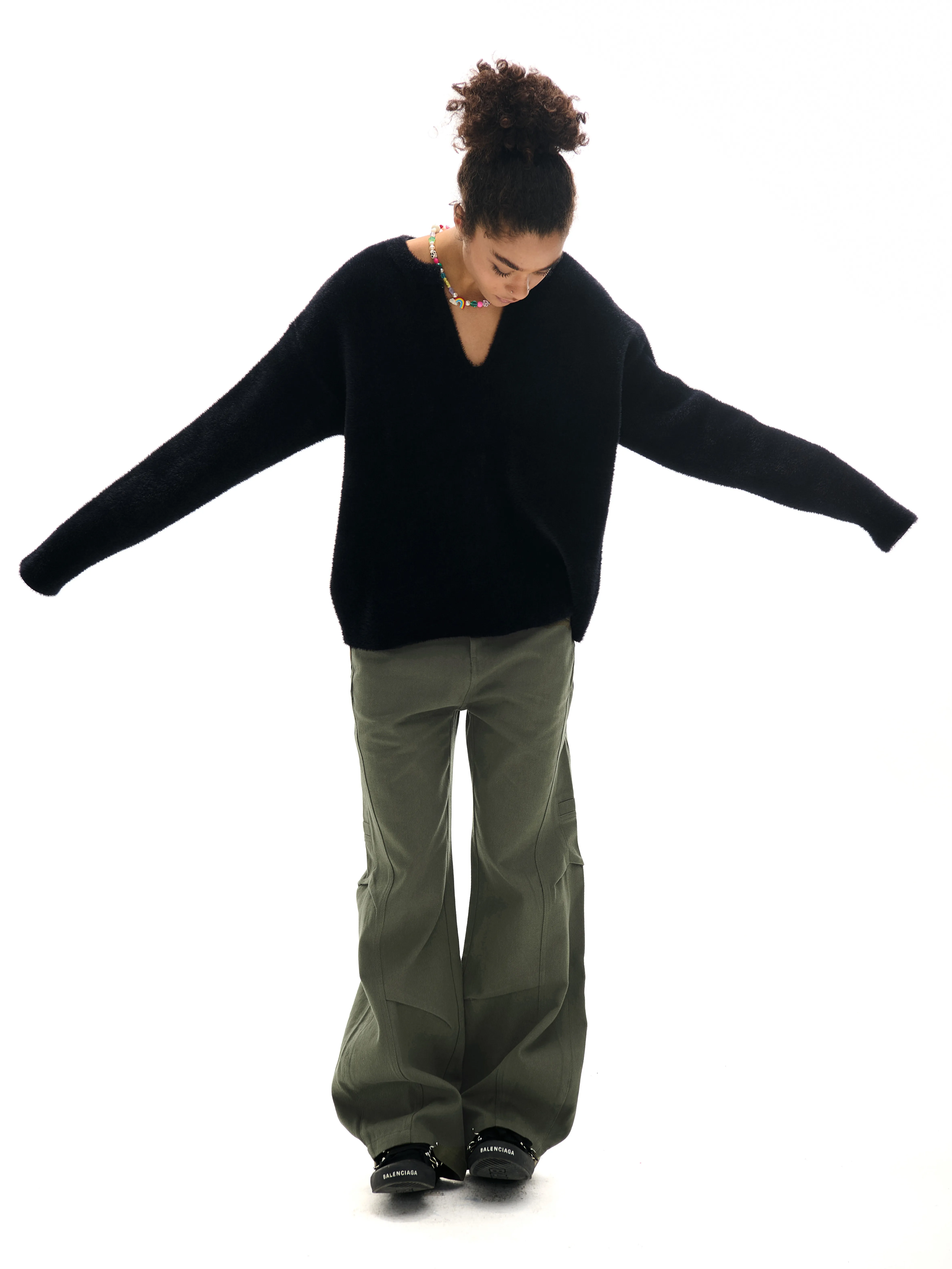 Two Little Guys * Mink Hair Old Money V-neck Knit Pullover Sweater