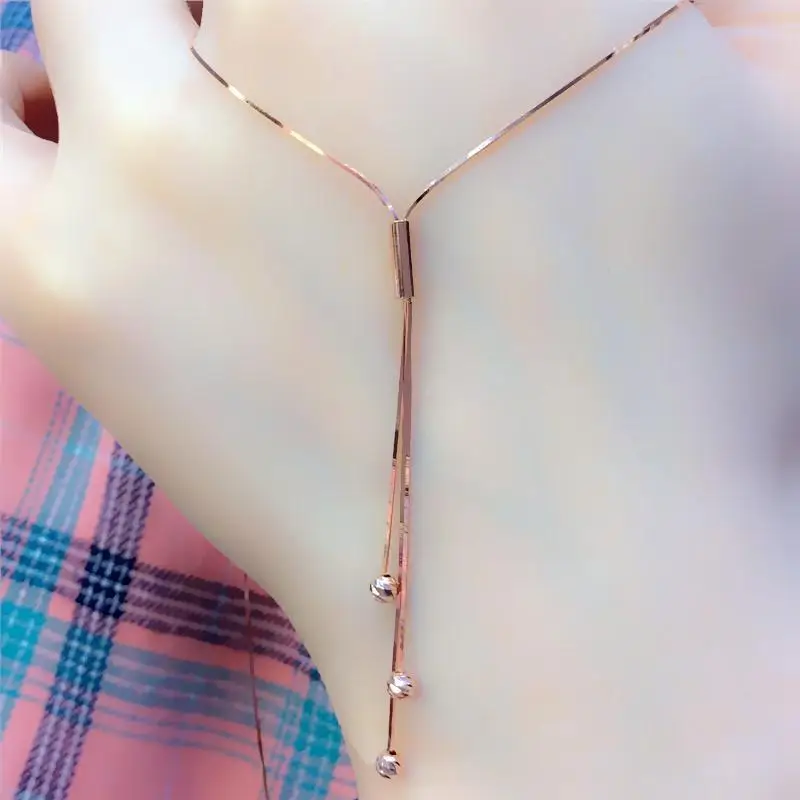 

Russian Purple Gold Snake Bone Necklace Women's Rose Gold Color Gold Simple All-Match Korean Fashion High-End Clavicle Chain