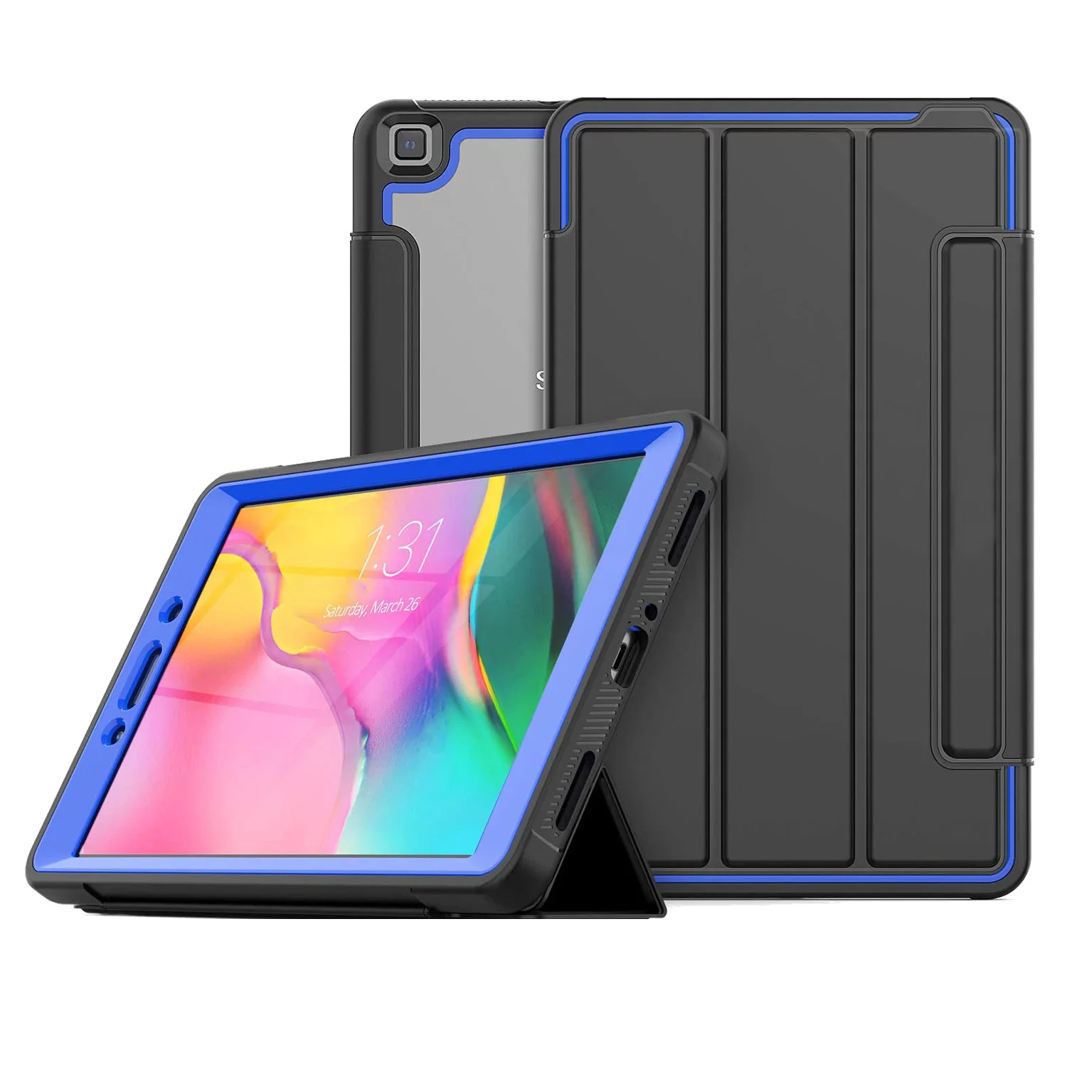 

Tablet Case For Samsung Galaxy Tab A 8.0 2019 SM-T290/T295/T297 Screen Protector Trifold Clear Back Shell Auto Sleep Smart Cover