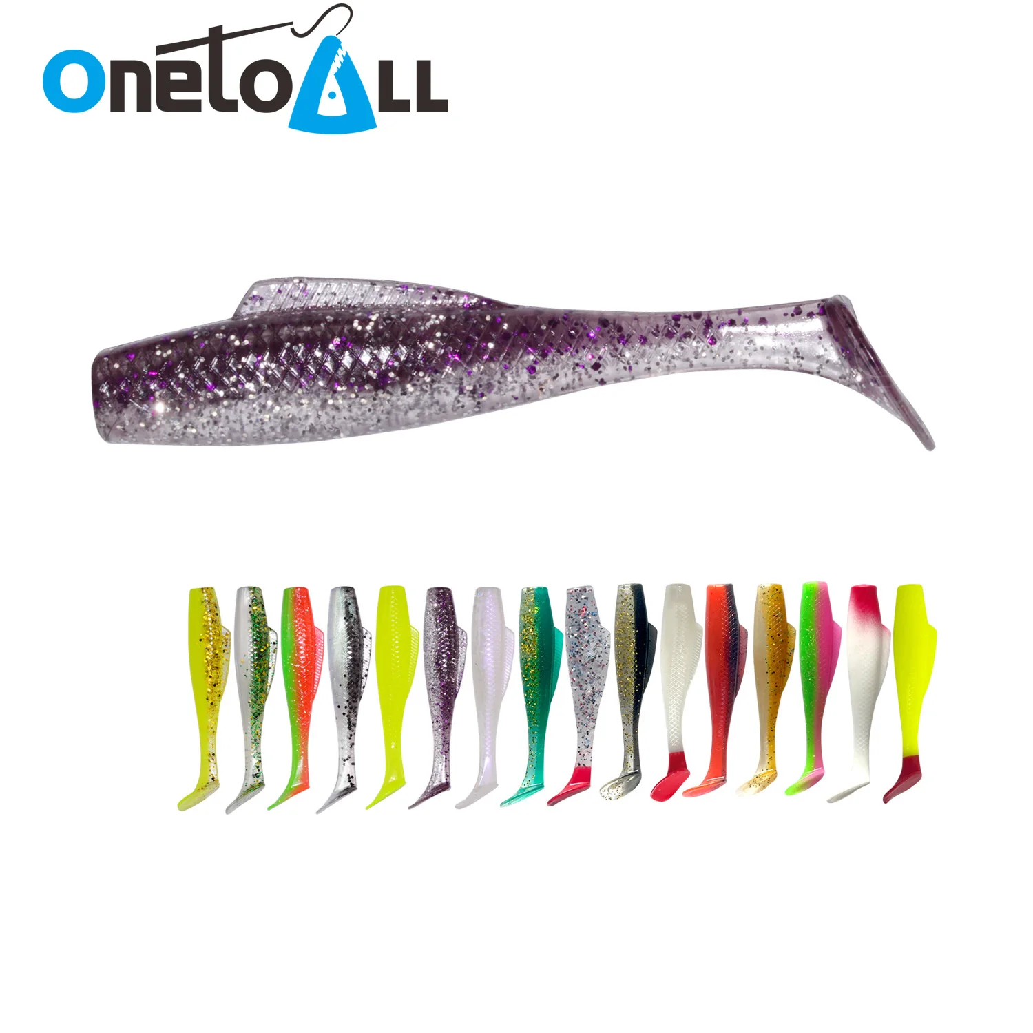 

OnetoAll 4 PCS 85mm 5g Soft Shad Lure TPR Artificial Worm Plastic Bait Shiner Double Colors Lifelike Bass Carp Fishing Swimbait