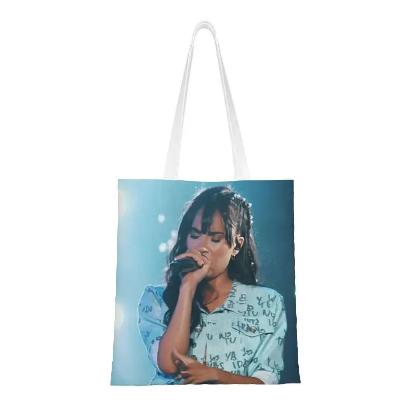 

Custom Aitana Concert Sparkling Canvas Shopping Bag Women Washable Grocery Spanish Music Singer Tote Shopper Bags