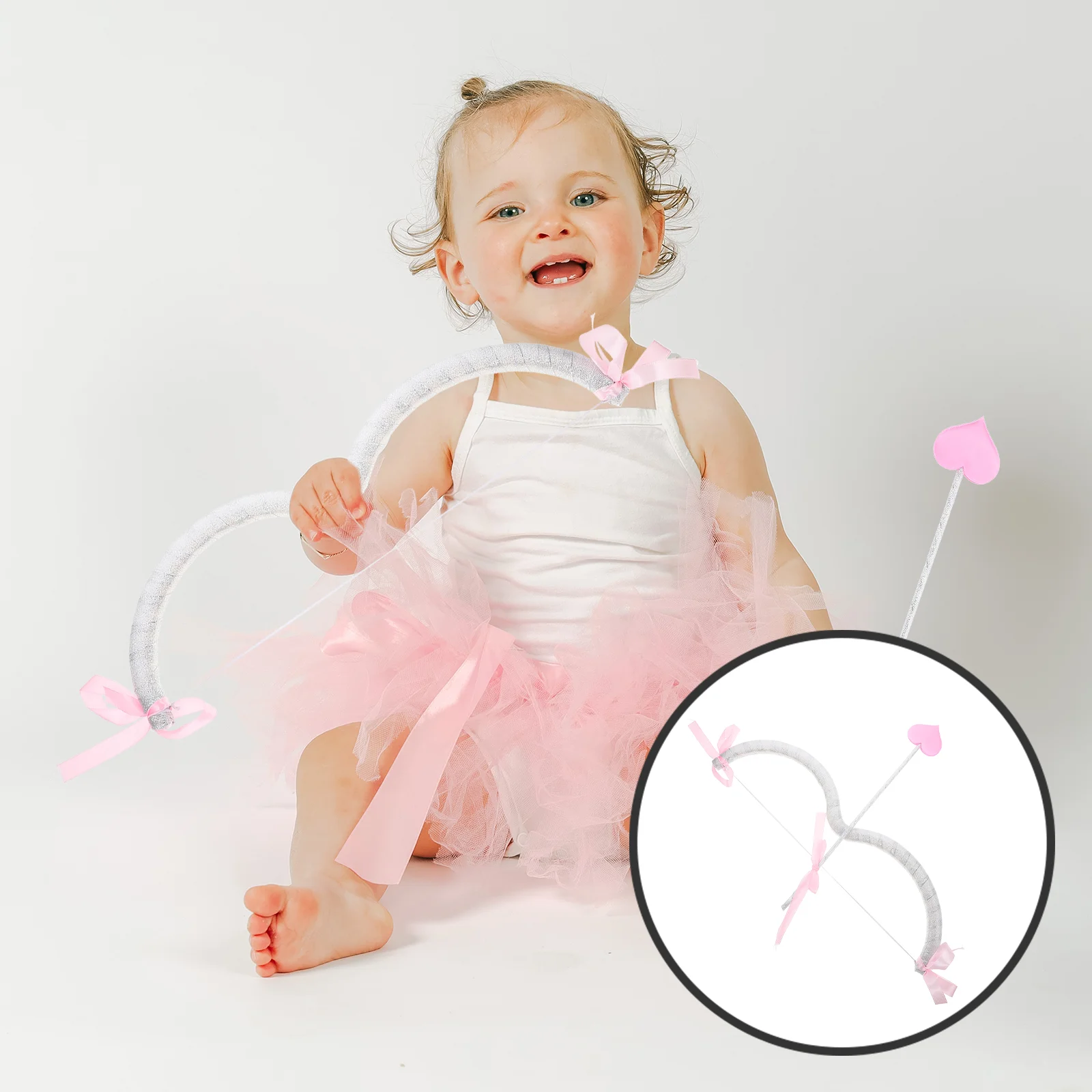 Стрела Купидона костюм на День Святого Валентина серебристо-розовые аксессуары