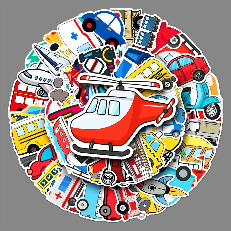 

50 наклеек в виде автомобиля, граффити, Мультяшные детские наклейки, самодельные наклейки для скейтборда, водостойкие наклейки для багажа