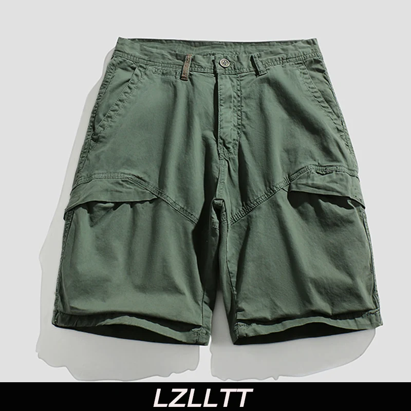 Мужские хлопковые шорты-карго повседневные однотонные пляжные шорты с