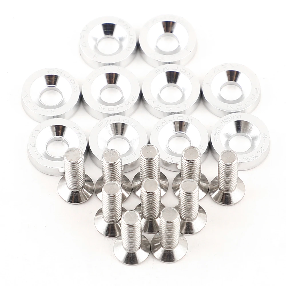 

10 шт. автомобильные модифицированные магнитные шайбы для крыльев бампера, вогнутые винты двигателя, алюминиевые шайбы для крыльев JDM и болты M6 для Honda