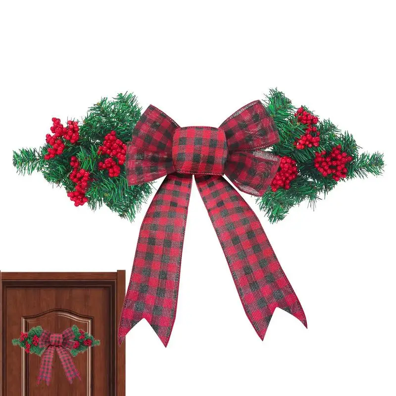 

Рождественский венок, оконный венок с сосновой иглой, сосновые конусы, Рождественский галстук-бабочка, декоративная прочная гирлянда, укра...