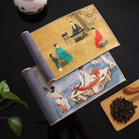 suede tea towel painted tea cloth tea table towel pot pad thickened absorbent rag tea set accessories kitchen table