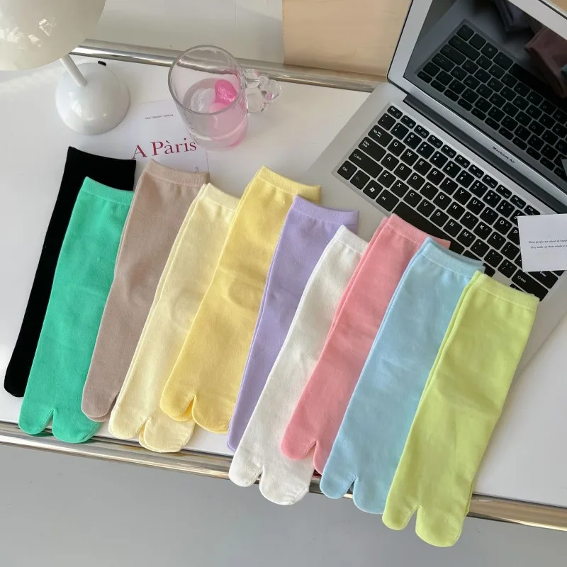 

Women's Stockings Split Toe Socks Simplicity Classic Everything Cotton Socks Middle Barrel Sweet Cute Candy Color Stocking Lady