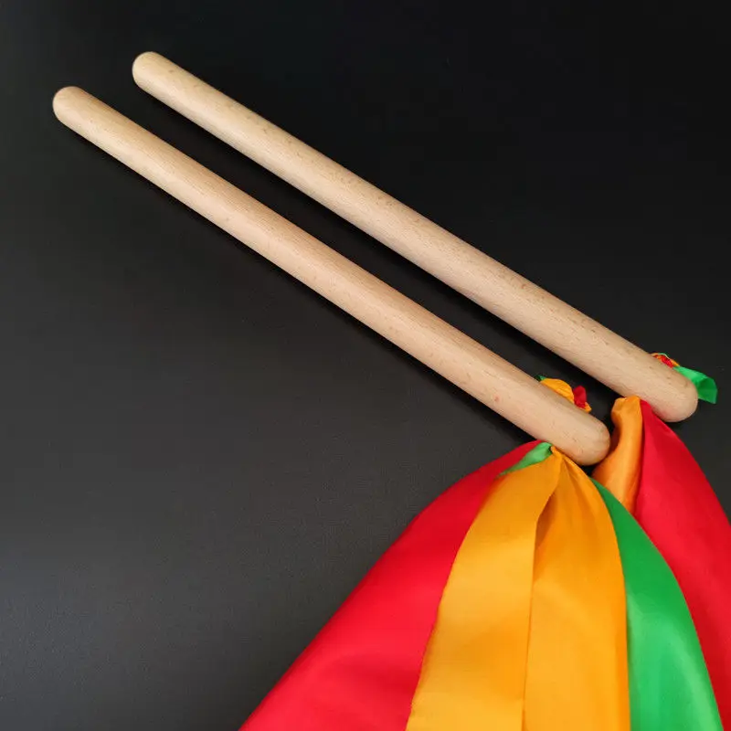 

1 Pair Willow Wood Drumstick with Ribbon Chinese Style Creative Traditional Children Stage Perform Waist Drum Accessories