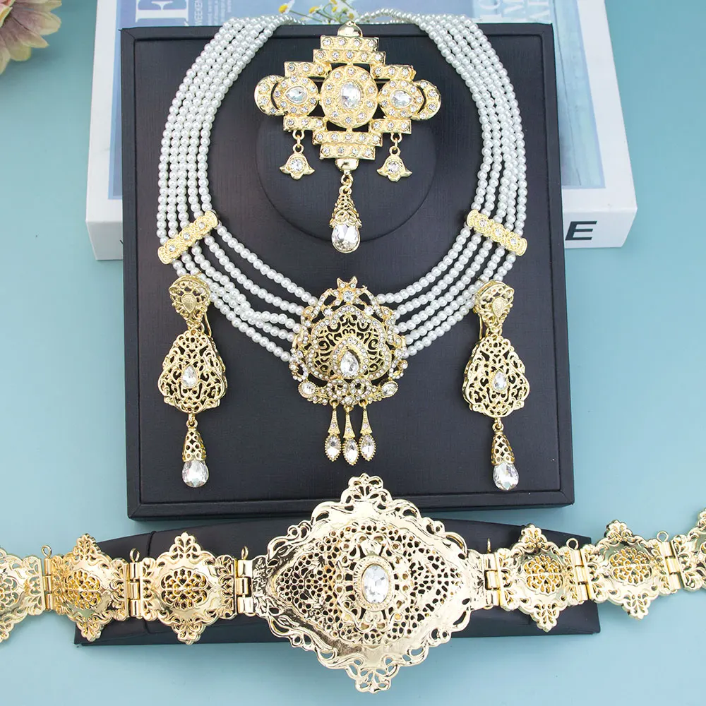 Neovisson марокканские блестящие ювелирные наборы золотого цвета с ремнем кафтан