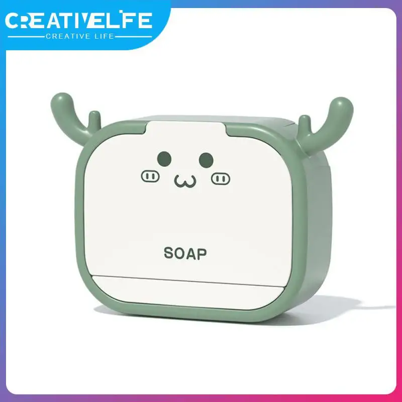

Abs Durable Soap Dish Paste Soap Holder Storage Rack Easy To Clean Soap Case New Bathroom Creative Wall-mounted Punch-free Drain