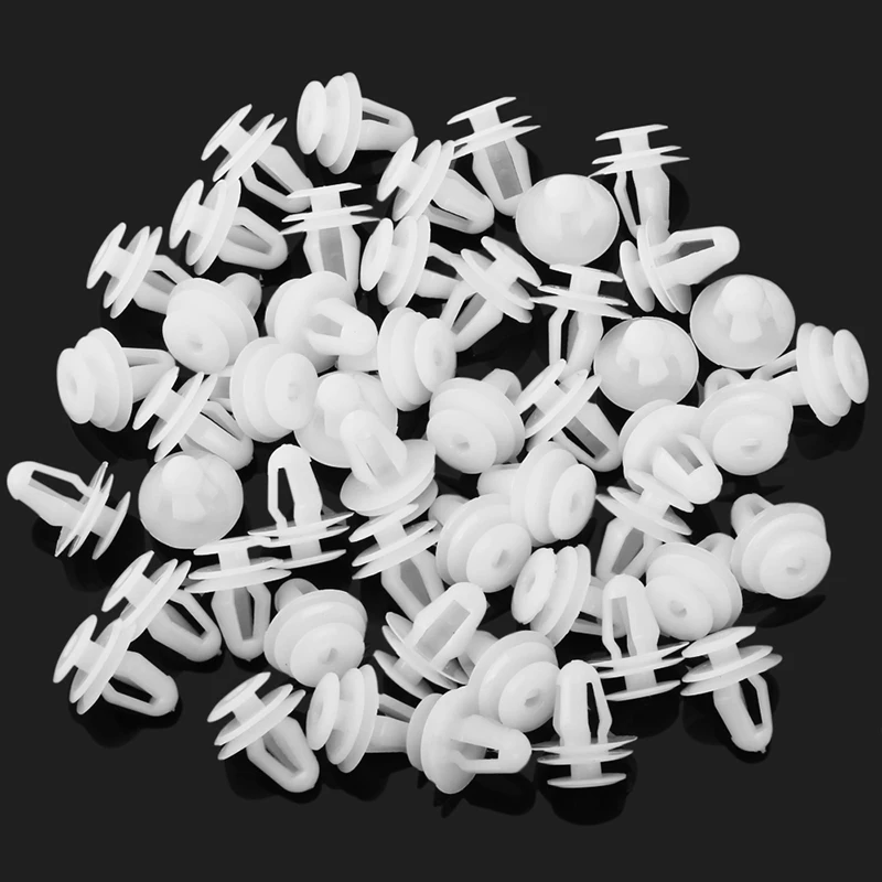 

50pcs 9mm Hole Door Panel Clips White Auto Bumper Fender Fastener Retainer Clips Car Fixed Rivet Retainer Plastic Rivets