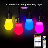 15m 15 bulbs outdoor led string lights with bluetooth remote rgb s14 bulb fairy string lights for wedding holiday garden decor