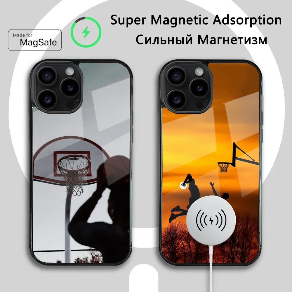 Чехол для телефона Basketball Basket Dunk iPhone 16 15 14 13 12 11 Plus Pro Max Mini Magsafe магнитная