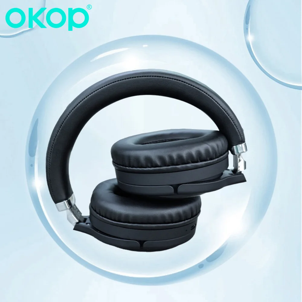 Фото OKOP Беспроводная Bluetooth-гарнитура, складная RGB-гарнитура, активное шумоподавление, динамический динамик, подходит для ноутбуков наушники №5