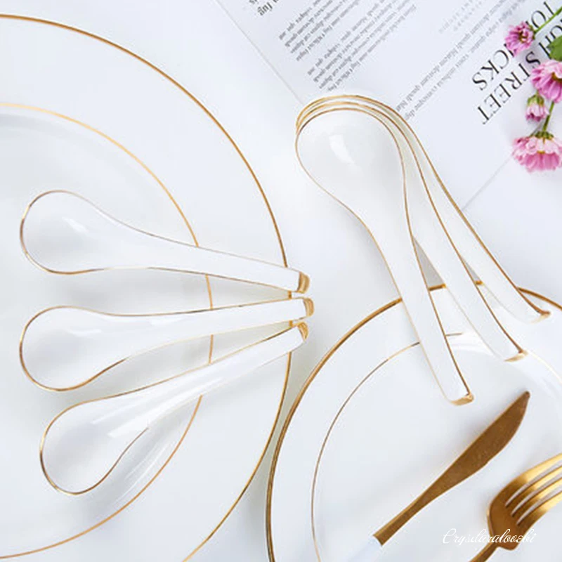 

10 Piece Bone China Spoons Set Creative Phnom Penh Soup Spoon For Kitchen Utensils Household Ceramic Mixing Spoon Chinese Style