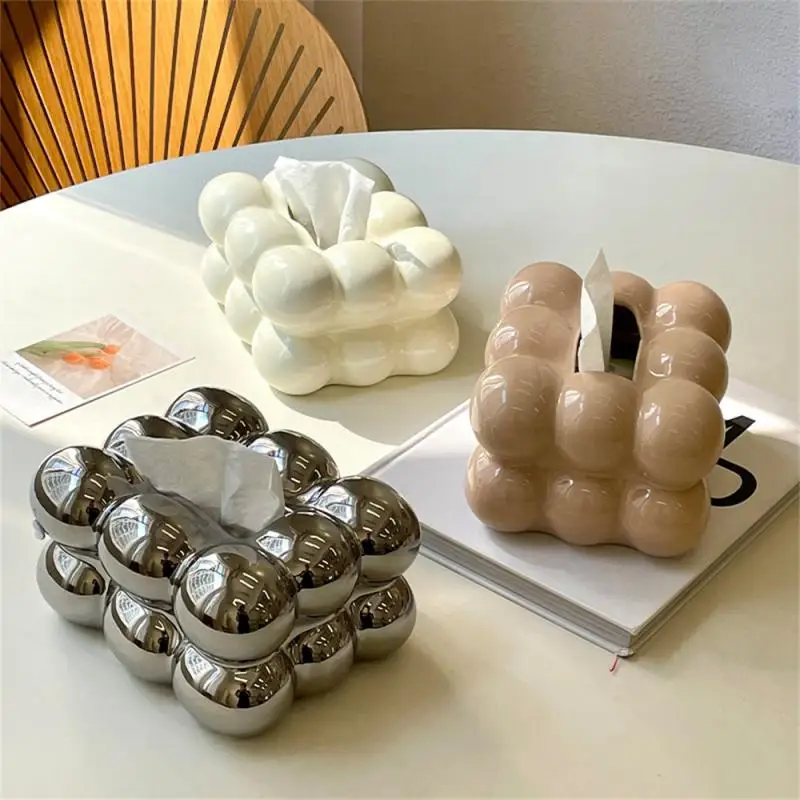 

Creative Table Tissue Box Light Luxury Ceramics Tissue Box Poly Long Eith Paper Pasket Packaging Cotton Candy Tissue Container
