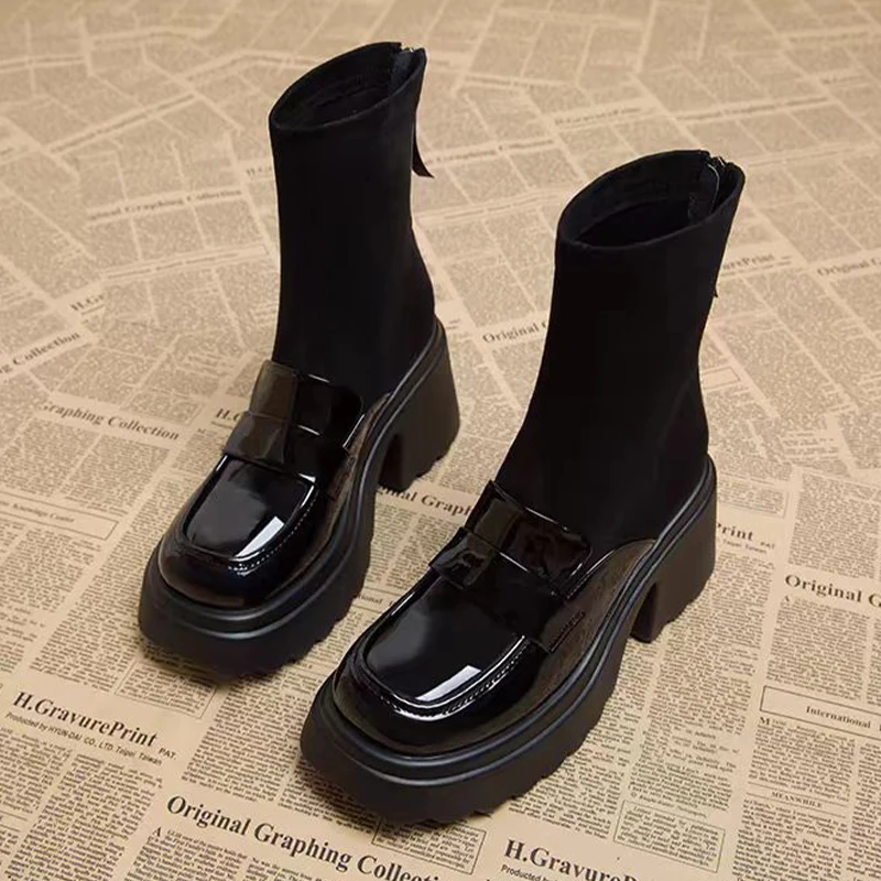 Platform Women Ankle Boots High Heels Marie Janes Shoes Fashion 2025 Brand Loafers Winter Designer Chunky Chelsea Botas Mujer