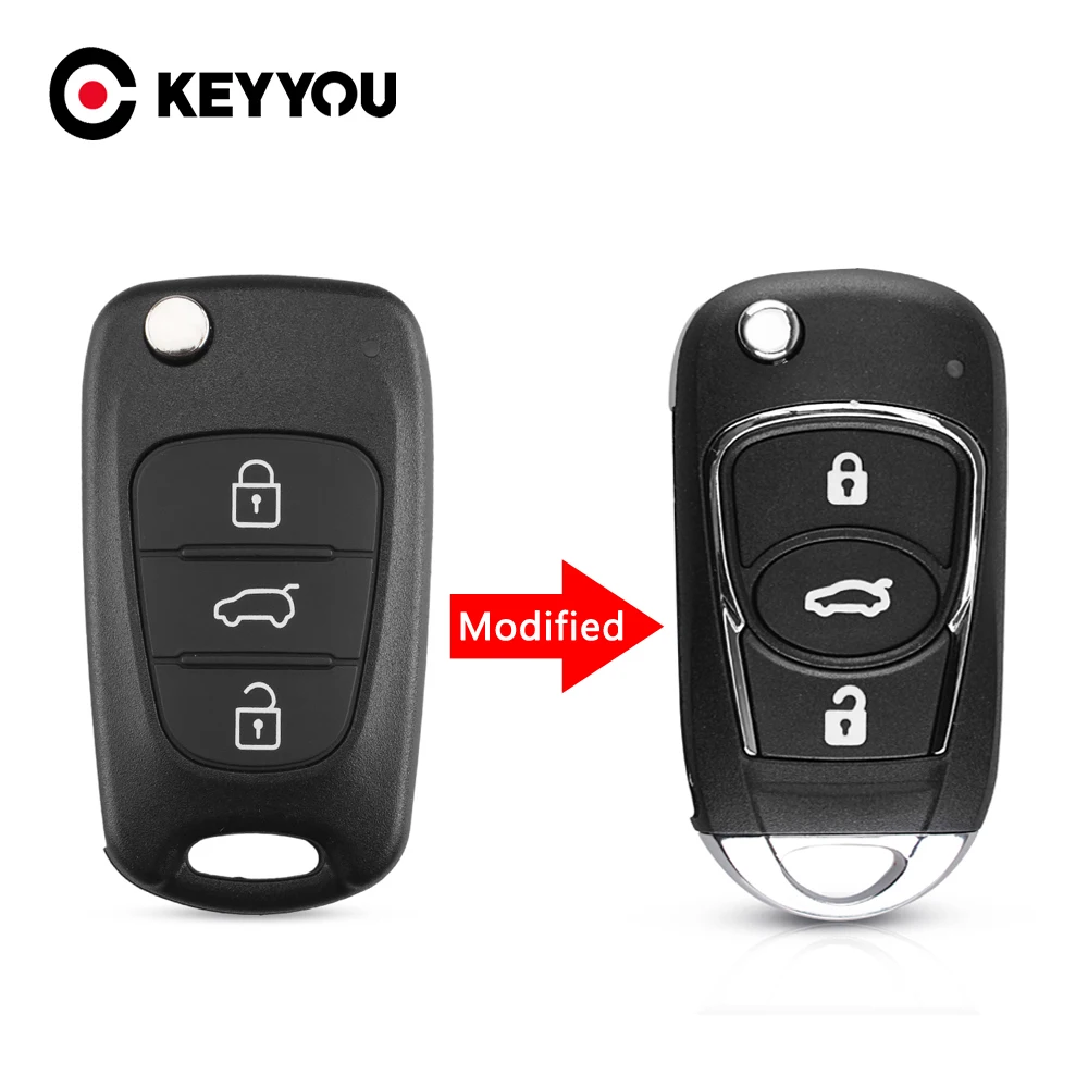 

KEYYOU 10pcs 3 Buttons Modified Flip Remote Car Key Shell Case For Hyundai I30 I40 I20 IX35 Avante For Kia Picanto Sportage Rio