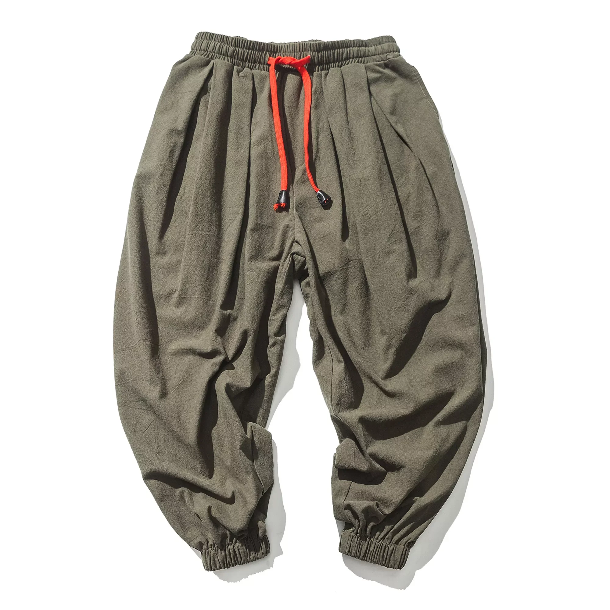 Solid Color Harem Pants Wide Leg Elasticated Pants Casual Cotton Linen Trouser Man Jogger Pants Fashion Casual Loose