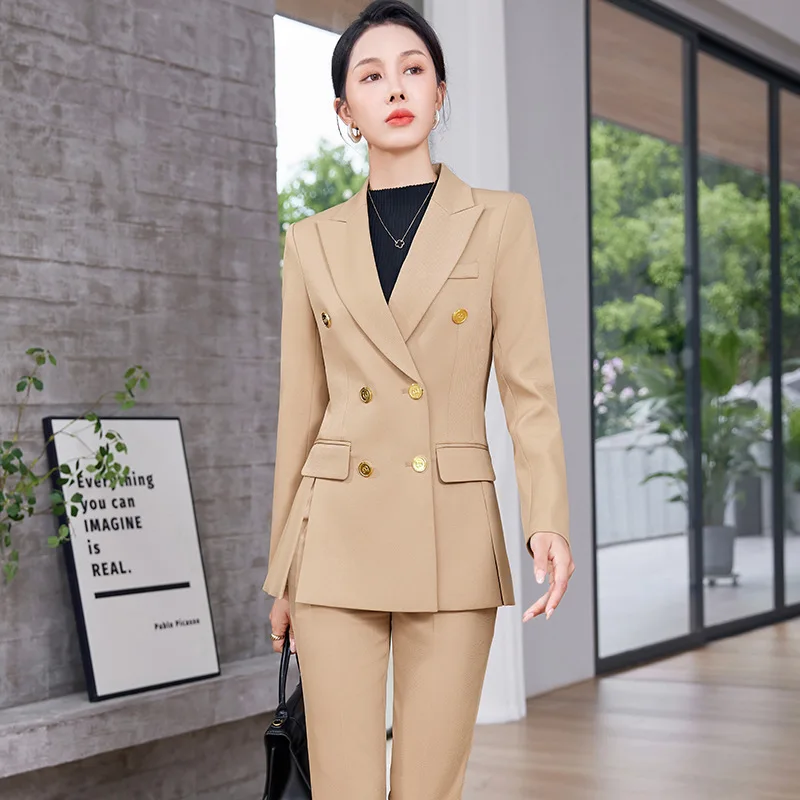 Модный женский брючный костюм черный розовый хаки коричневый деловой для работы