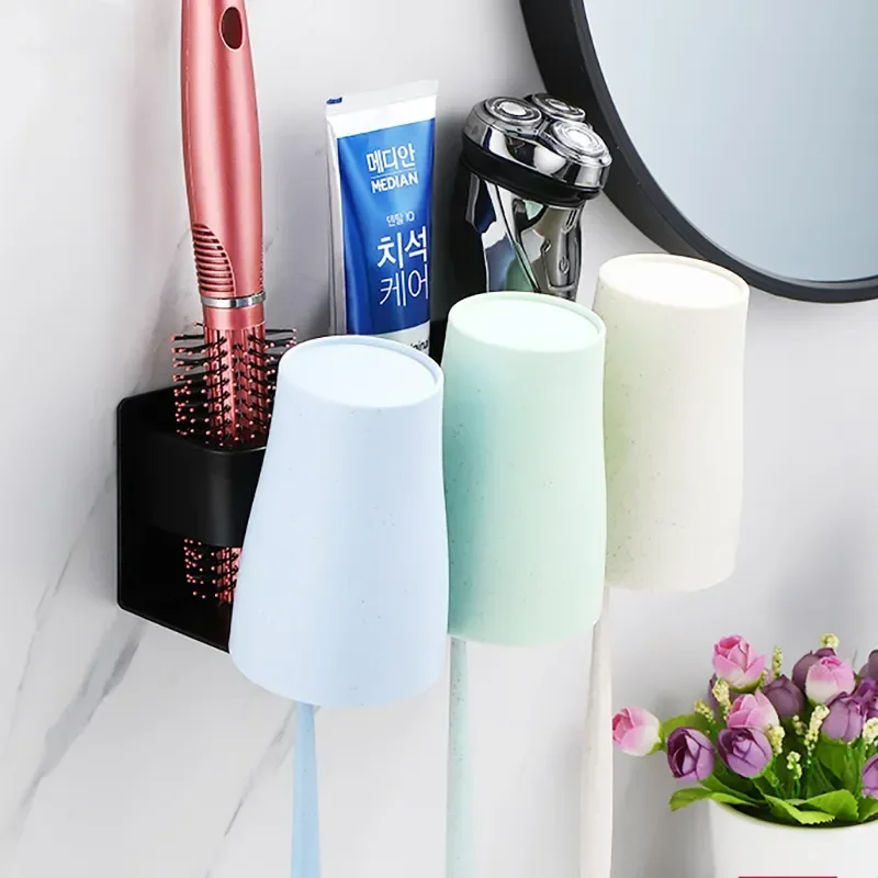 

Accessories Toothpaste Bathroom Toothbrush Space Aluminium Bathroom Wall Household Saving Alloy Holder Rack Mounted