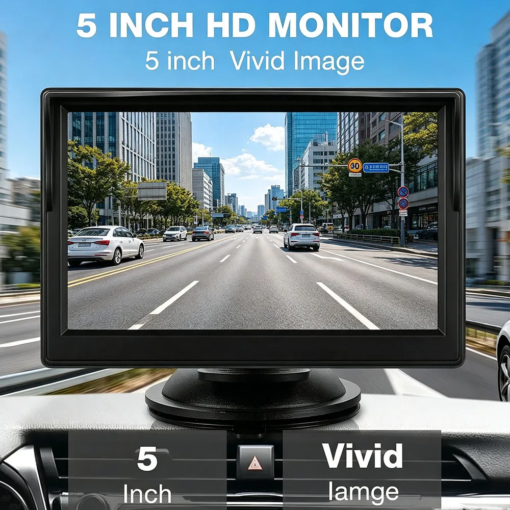 Фото HGDO 5-дюймовый автомобильный монитор для заднего хода 1080P с ночным видением 170° °   Широкоугольная водонепроницаемая камера заднего вида для автомобильных мониторов №2