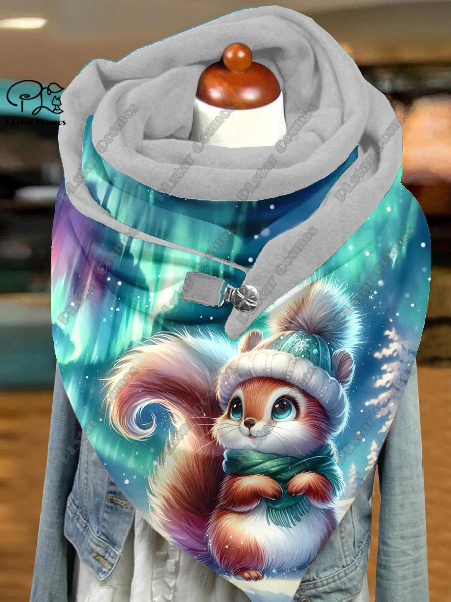 Новый теплый шарф с 3D принтом по индивидуальному заказу милый животный узор