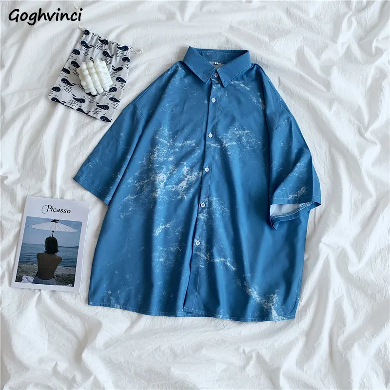 

Shirts Women Tie Dye Summer Loose Short Sleeve New Chic Fashion Popular 3XL Design Students All-match Korean Style Streetwear