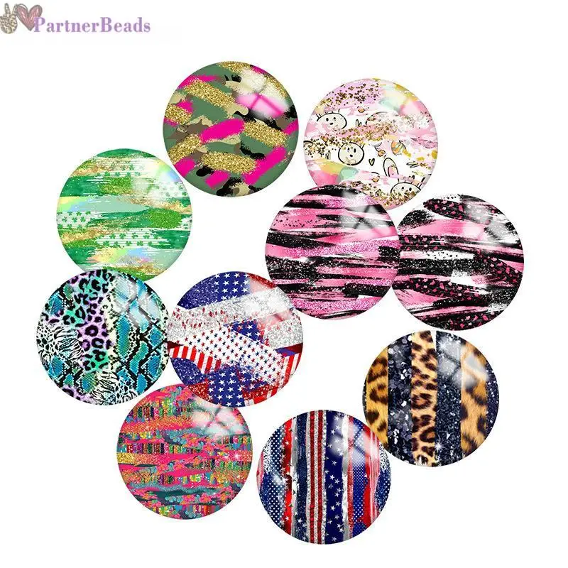 

Pattern Round Photo Glass Cabochon Demo Flat Back Making Findings 20mm Snap Button N8721