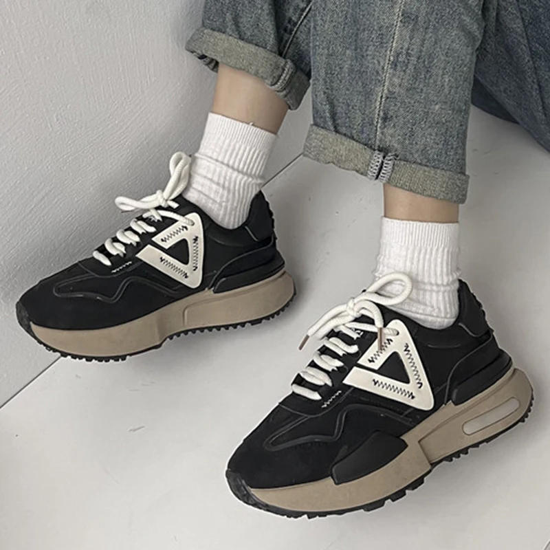 Женские кроссовки на платформе Повседневная Уличная обувь шнуровке удобная