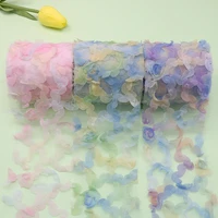 6cm 12cm 2yards colorful simulation flowers tulle mesh ribbon embroidered mesh ripstop ribbon diy craft tutu bowknot accessories