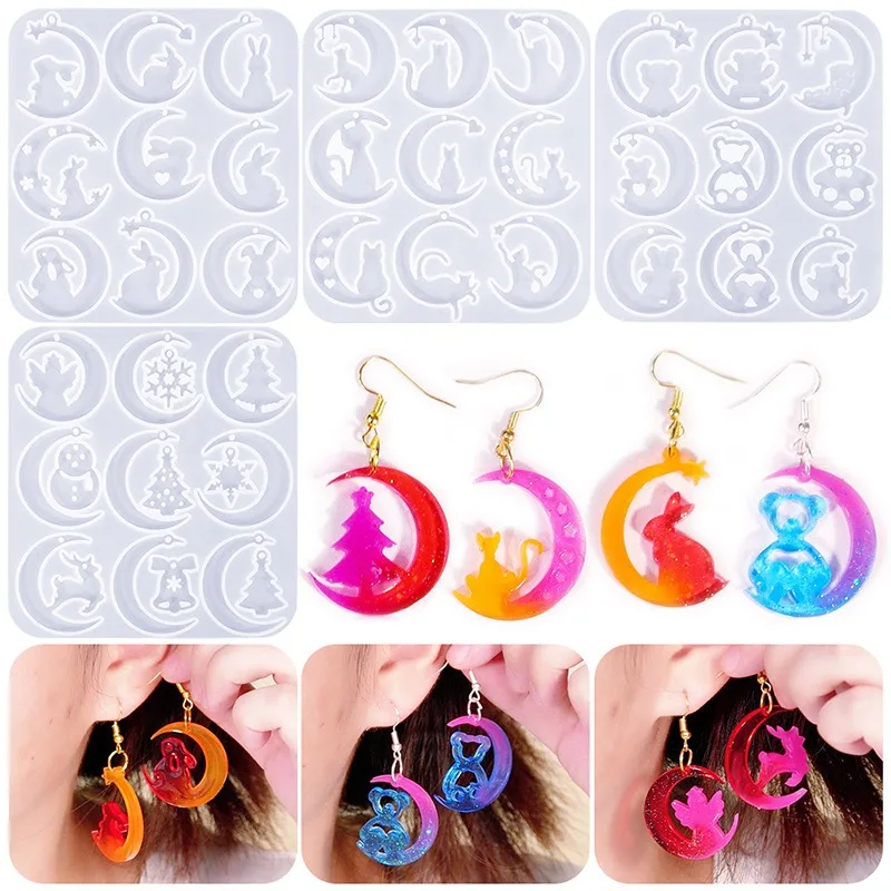 Рождественская луна серии серьги силиконовая форма DIY ювелирные изделия с