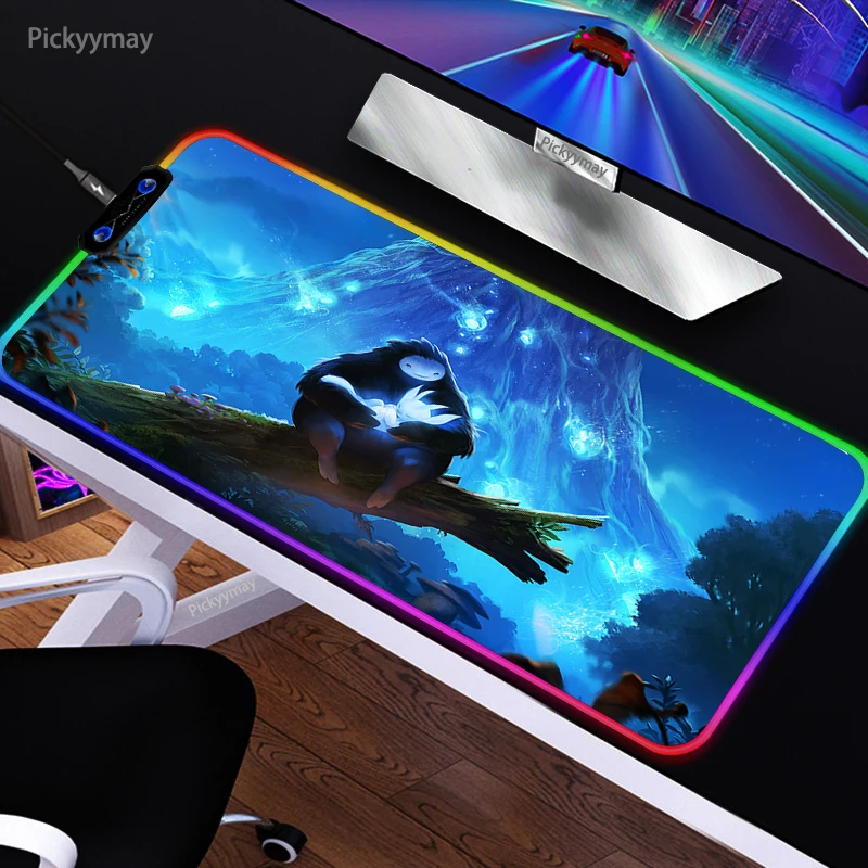

Ori And The Blind Forest RGB Mouse Pad Anime Computer Large Mousepad Gamer Rubber Table Mat Carpet With Backlit Kawaii Desk Mat