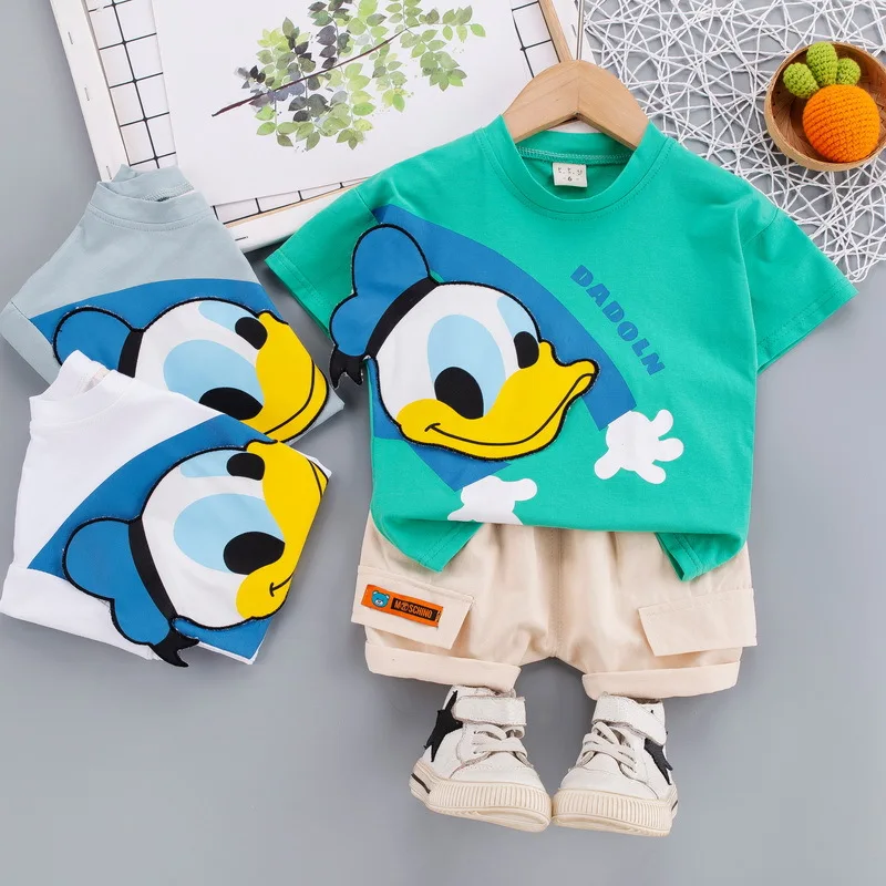

2022 Infant Clothes For Baby boy Clothing Sets Summer Toddler Boy's Duck short sleeve +shorts 2Pcs Outfits Kids Tracksuit Suit