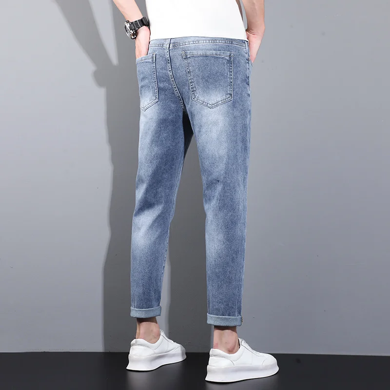 Spring/summer 2022 Thin Jeans Men's Straight Leg Slacks Washed Versatile Harlan Pants Trend Nine Pants