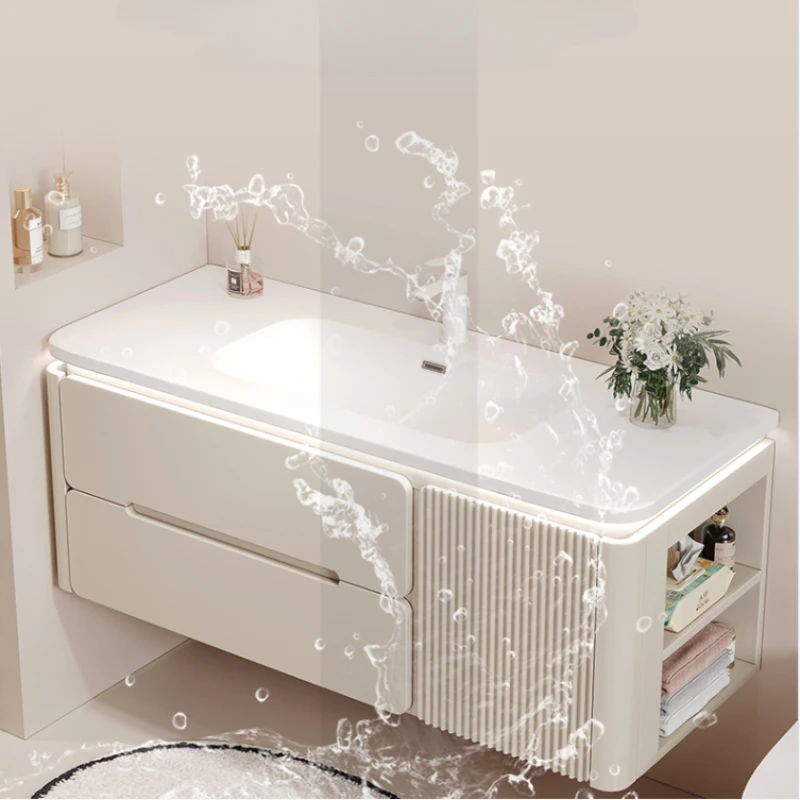 ceramiczna zintegrowana umywalka dębowa szafka łazienkowa szafa do przechowywania kremowa personalizacja mebli YX50BC