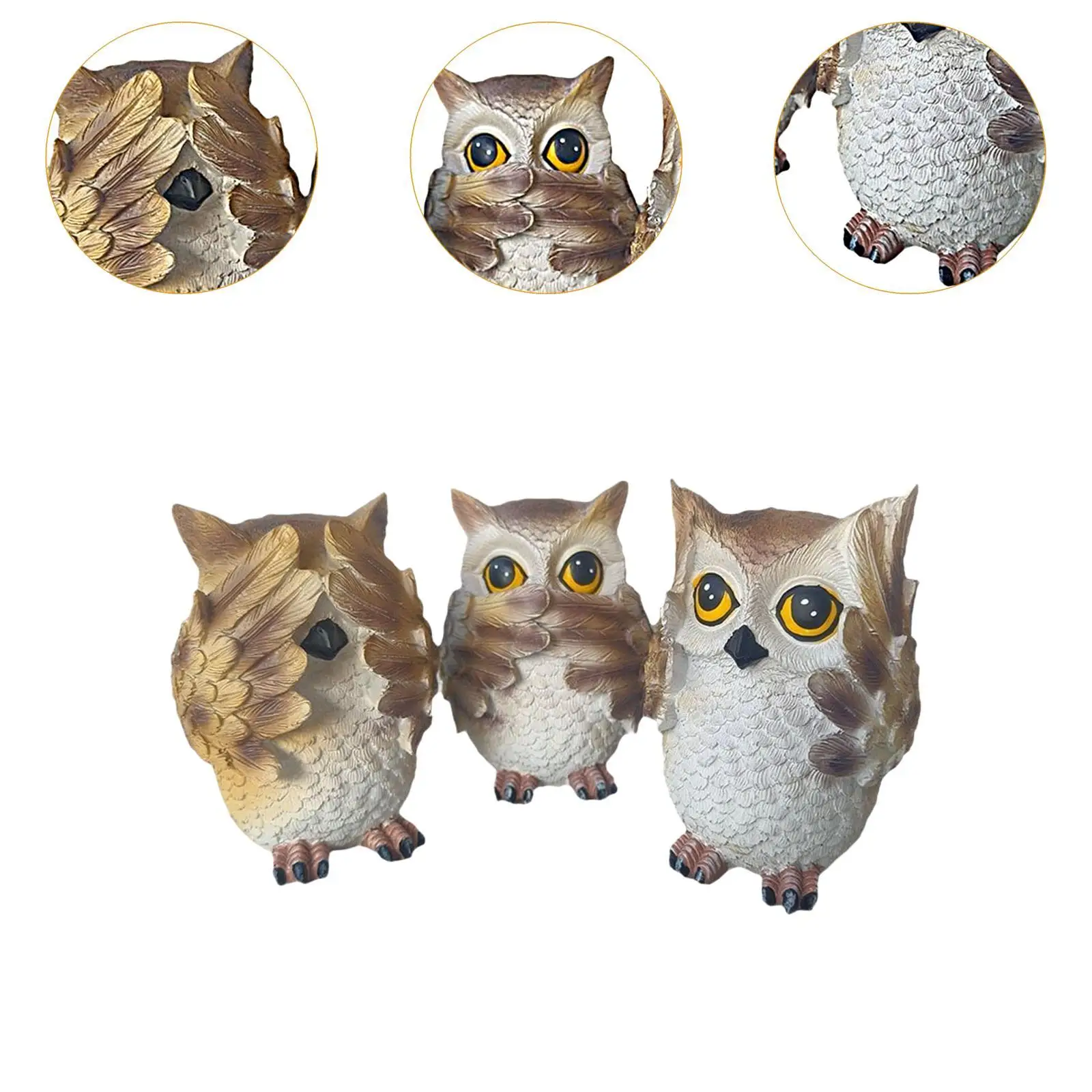 3-х шт. статуи совы коллекционные скульптуры из смолы для внутреннего садового