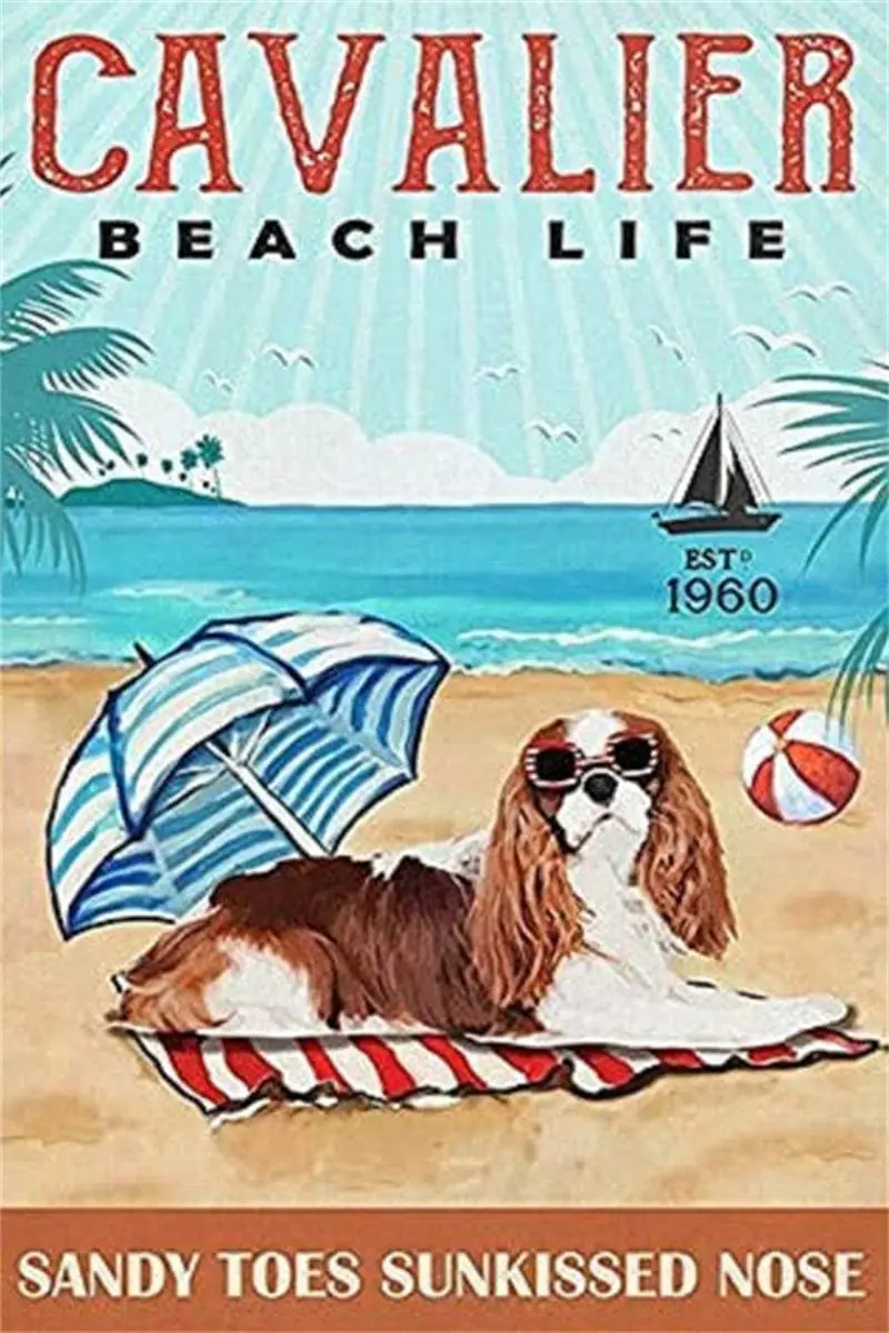 

Металлический жестяной плакат, песчаный нос, дубленый нос, собака, наслаждайтесь праздником, летний плакат, ретро, ресторан, кафе, бар, украшение для стен